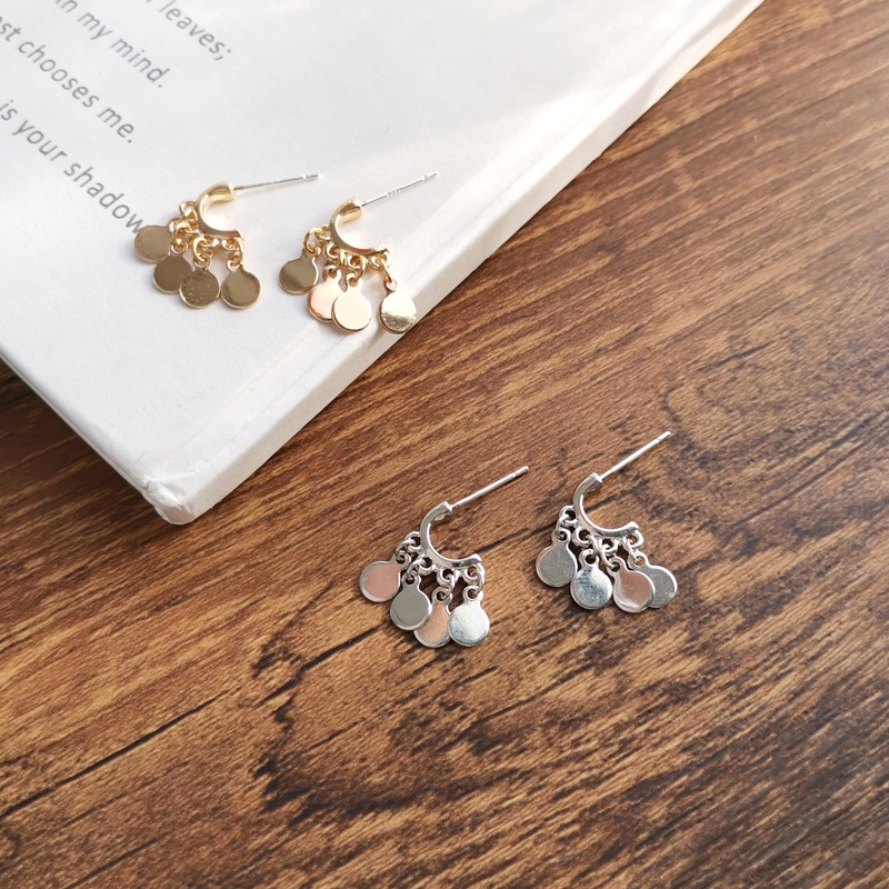 Minimalist Circle Charms Hoops Huggie Earrings